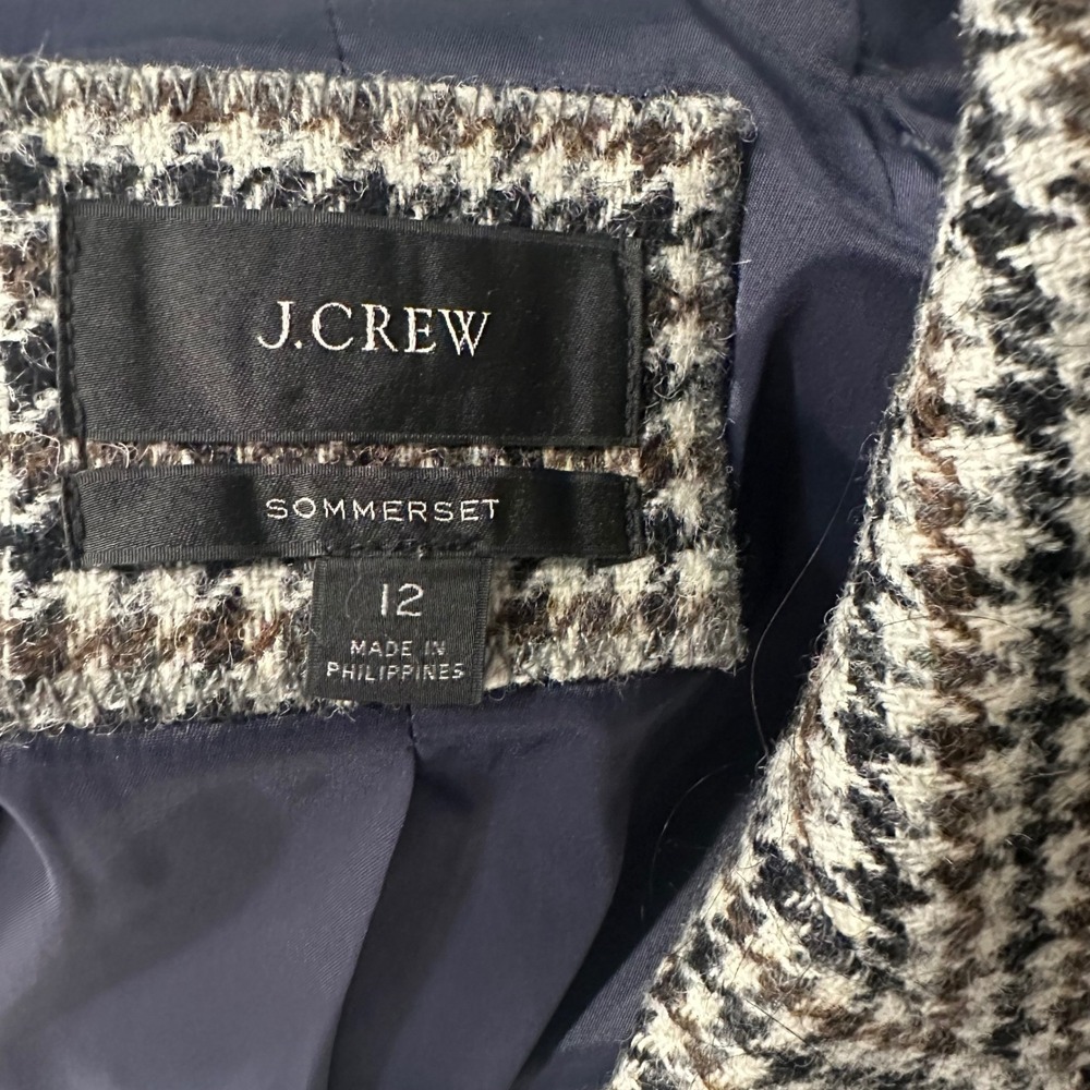 J.Crew Sommerset Blazer 12 Moon British Cloth Wool Houndstooth Brown Black - Picture 5 of 9